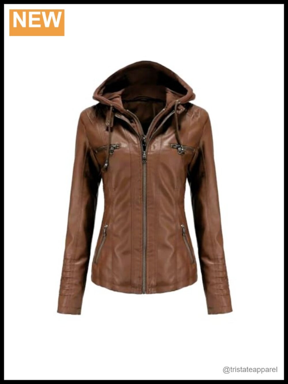 Genuine Cowhide Leather Moto Biker Jacket Slim Fit Hooded Fleece Lined